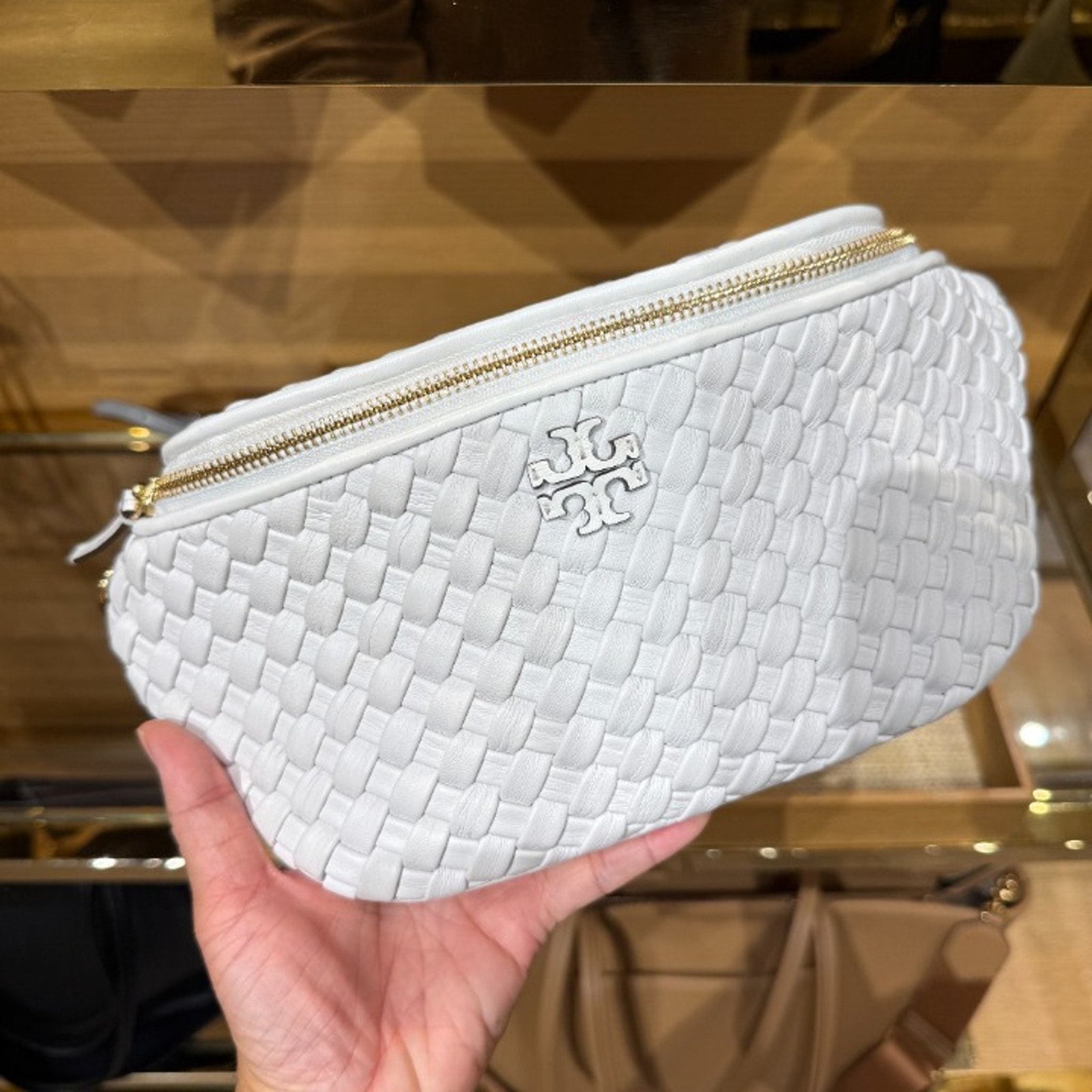Nwttory Burch Thea Woven Belt Bag 181573 White $615